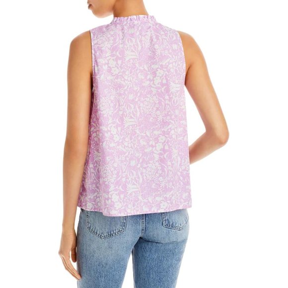 AQUA Floral Print Tassel Tie Top IN LAVENDER - Picture 2 of 2